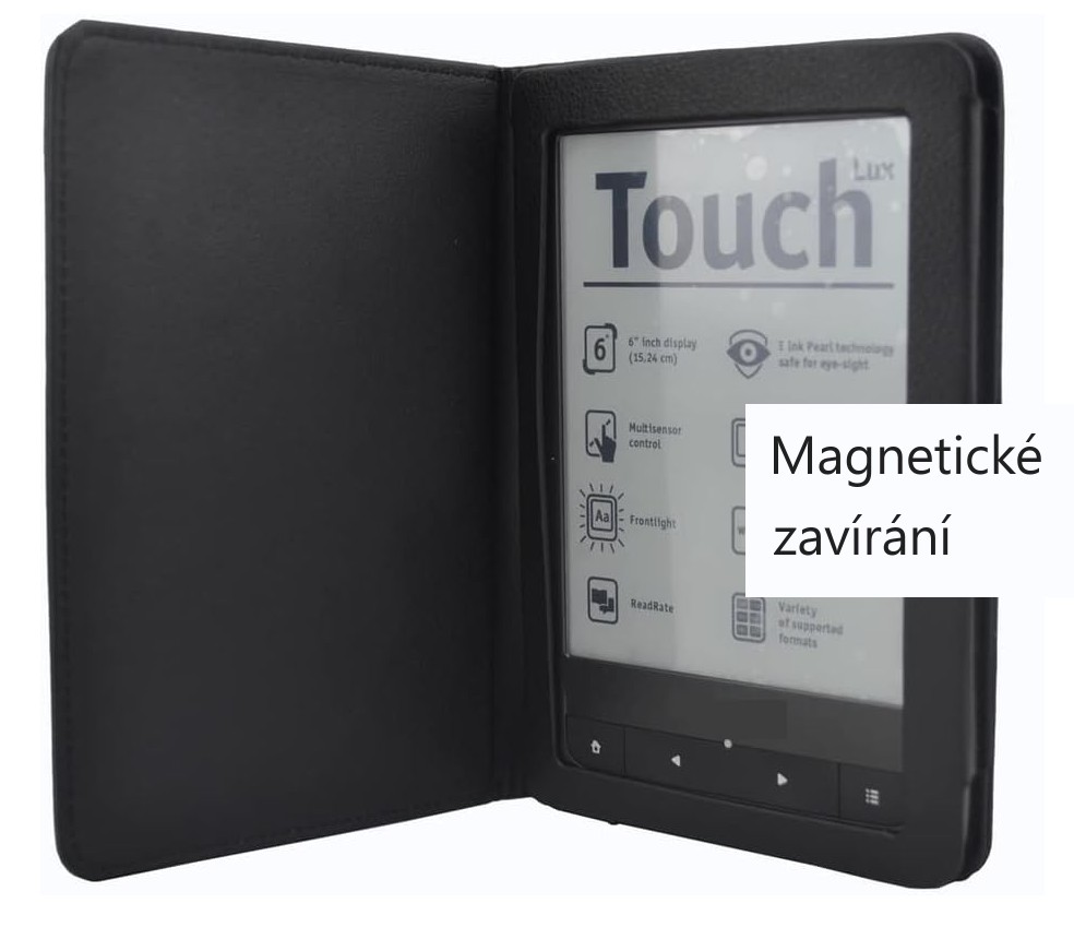 FORTRESS FT168 - Obal na čítačku Pocketbook 614 / 615 / 622 / 623 / 624 / 625 / 626 / 631 / 640 / 641 - čierne, magnet