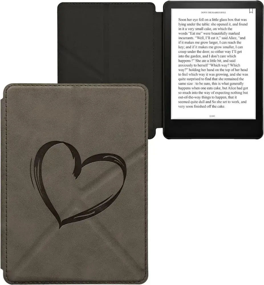 Puzdro KW Mobile - Origami Nubuk Brushed Heart - KW6005701 - pre Amazon Kindle Paperwhite 5 (2021) - šedé