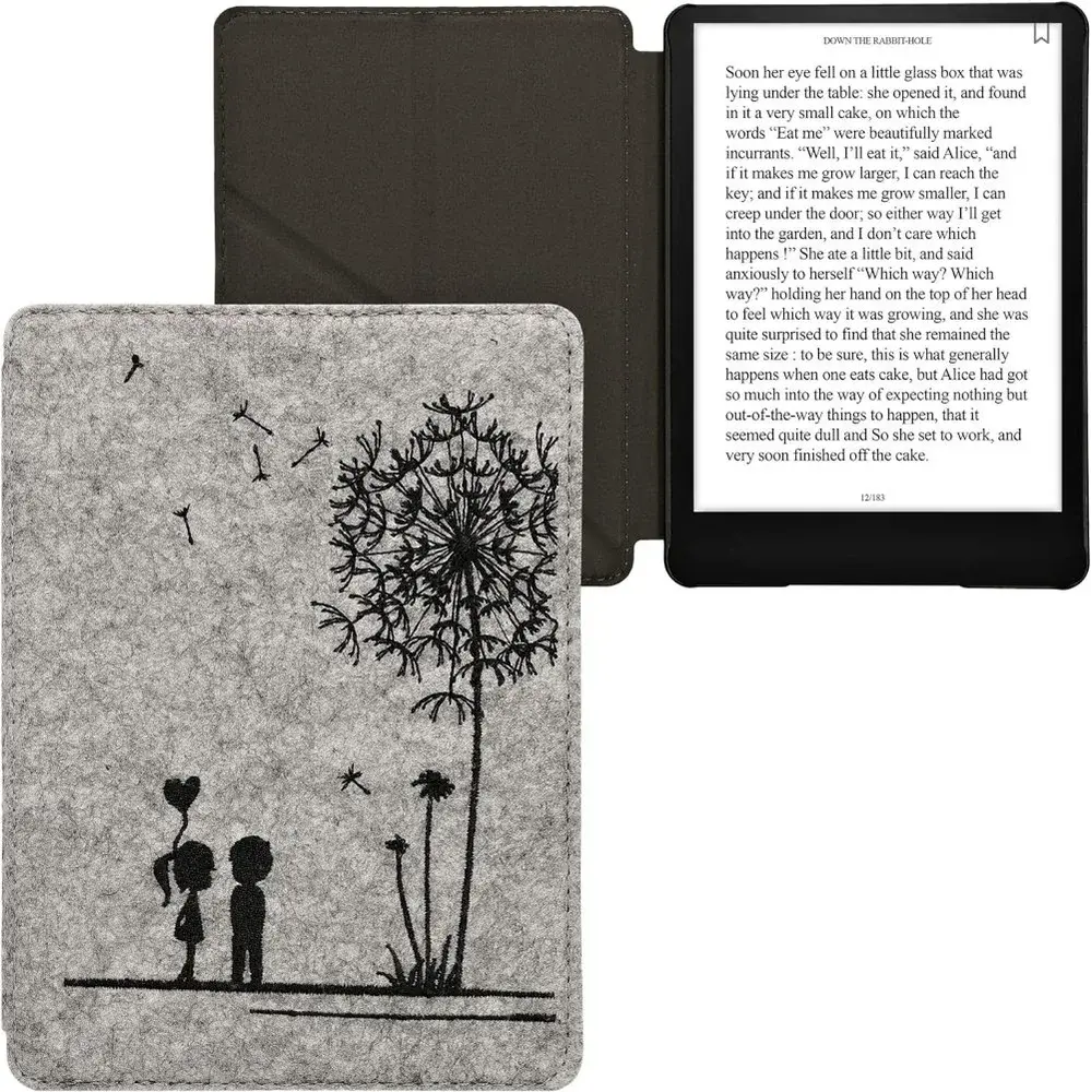Puzdro KW Mobile - Origami Felt Dandelion Love - KW4690801 - pre Amazon Kindle Paperwhite 5 (2021) - šedé