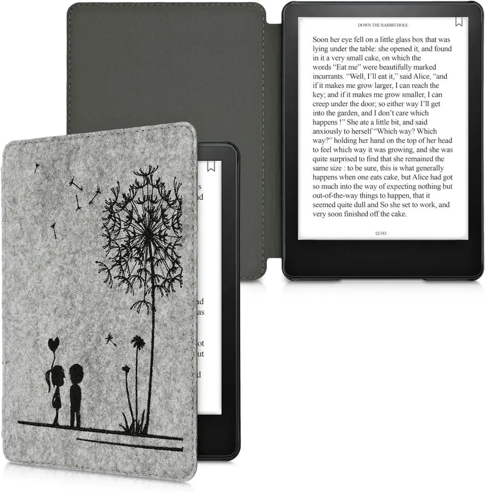 Puzdro KW Mobile Felt Dandelion Love - KW5626001 - pre Amazon Kindle Paperwhite 5 (2021) - svetlo šedé