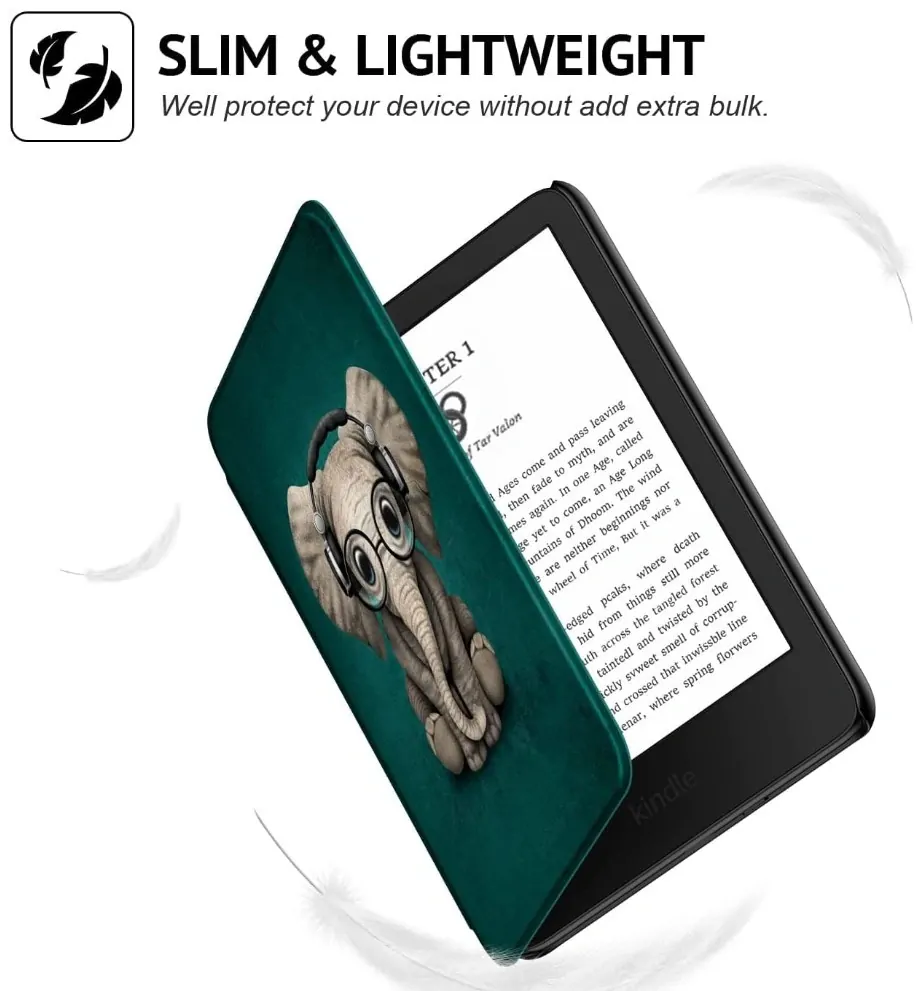 Armori Trimer T119, púzdro pre Amazon Kindle Paperwhite 1/2/3 - magnetické zatváranie, AutoSleep, motív Elephant