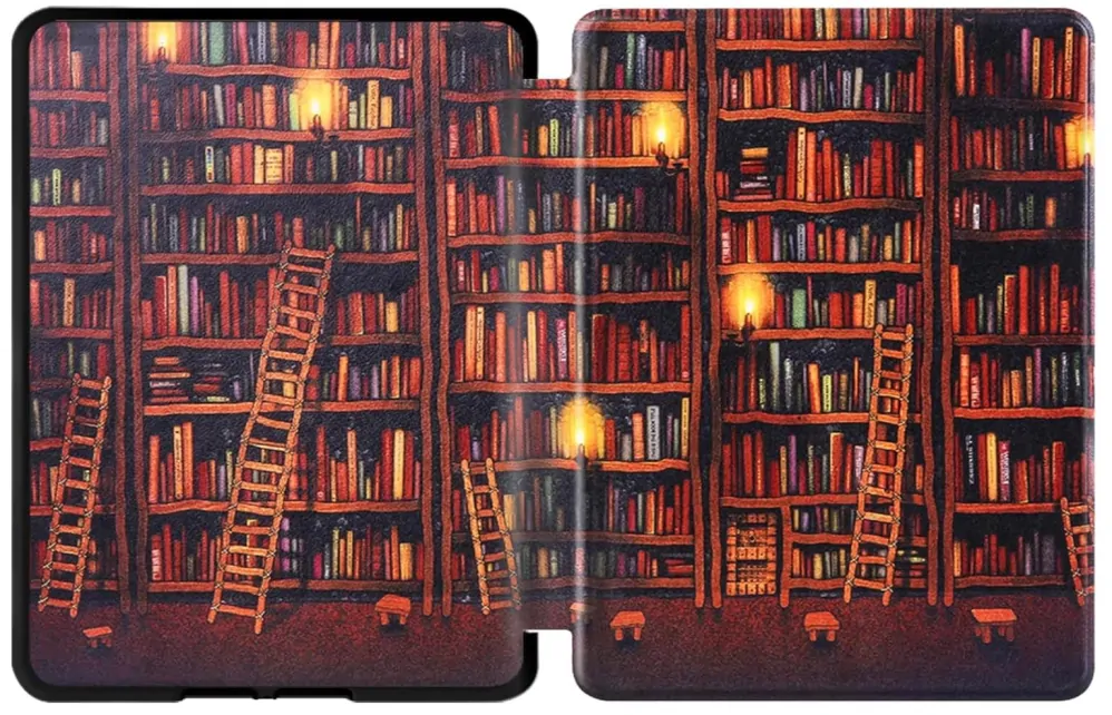 Armori Trimer T128, púzdro pre Amazon Kindle Paperwhite 1/2/3 - magnetické zatváranie, AutoSleep, motív Library