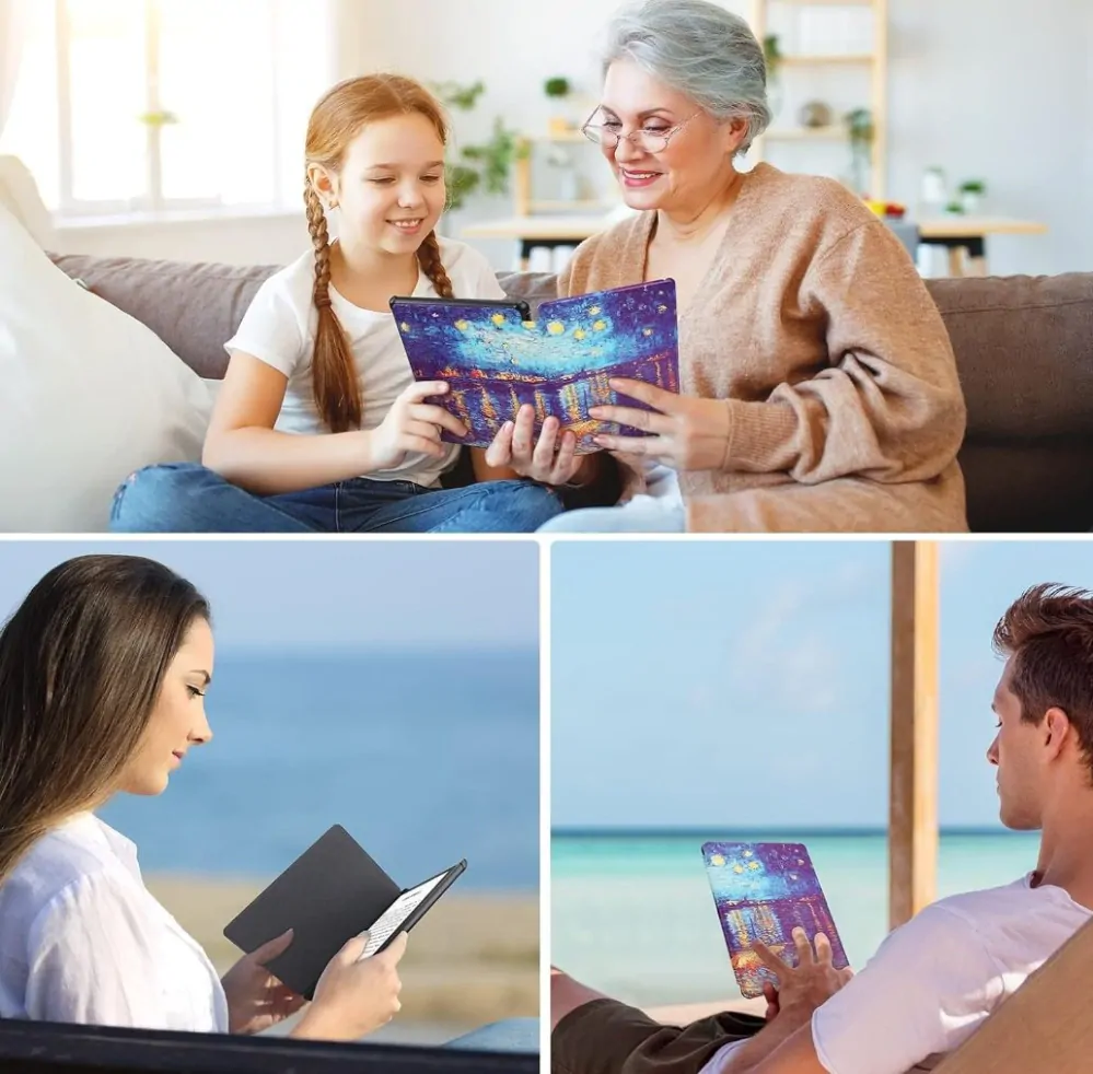 Armori Trimer T141, puzdro pre Amazon Kindle 6 (7. generácia) - magnetické zatváranie, AutoSleep, motív Gogh Sea