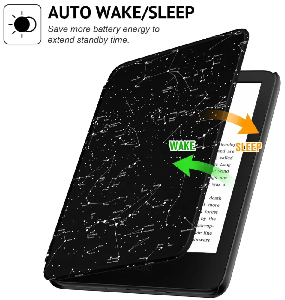Armori Trimer T152, púzdro pre Amazon Kindle 8 (2016) - magnetické zatváranie, AutoSleep, motív Constellation