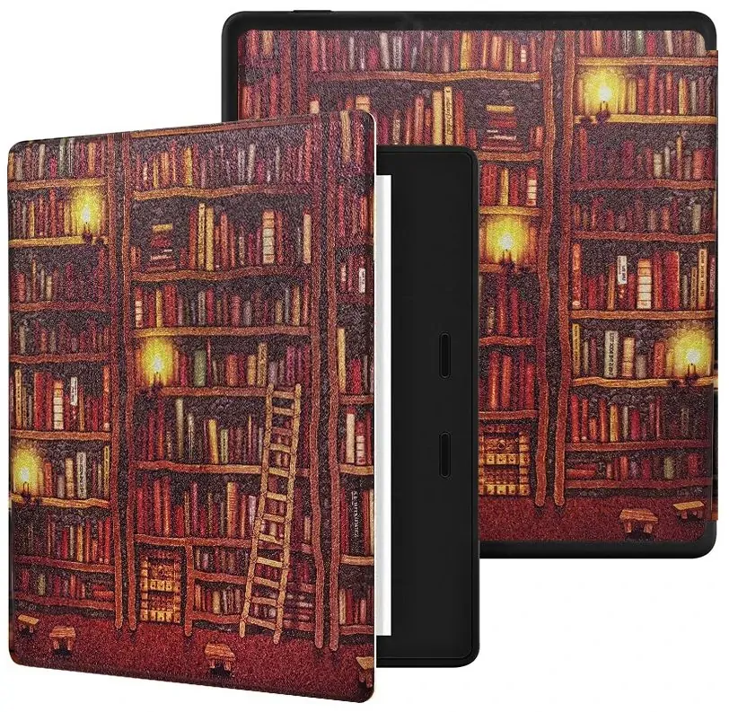 Armori Trimer T153, púzdro pre Amazon Kindle Oasis 2/3 - magnetické zatváranie, AutoSleep, motív Library