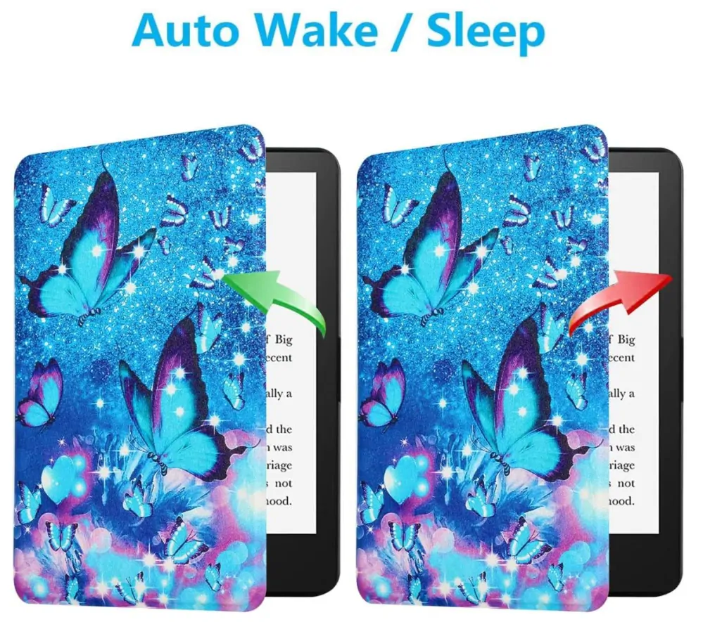Armori Trimer T176, púzdro pre Amazon Kindle Paperwhite 5 (2021) - magnetické zatváranie, AutoSleep, motív Blue Butterfly