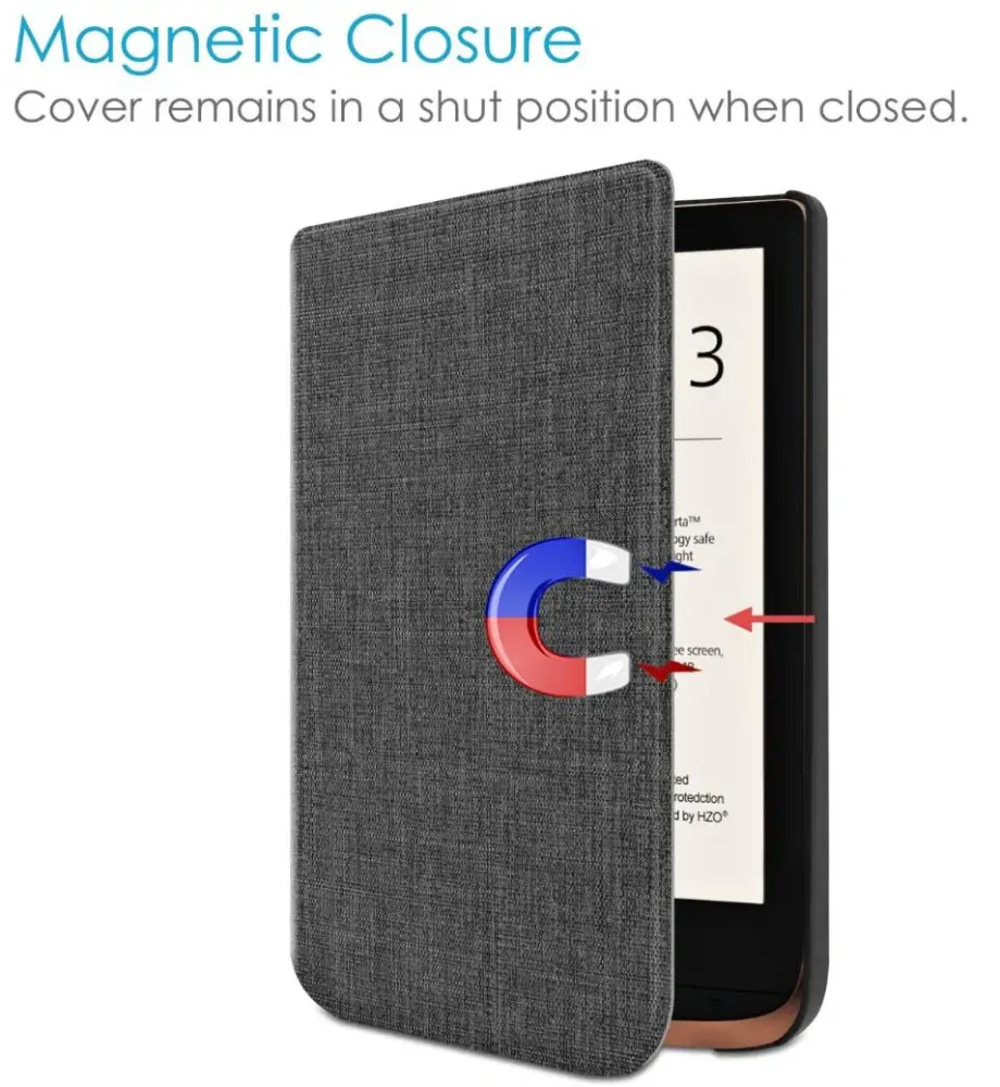 Armori Trimer T187, puzdro pre Pocketbook 616/617/618/627/628/632/633 - magnetické zatváranie, AutoSleep, motív Grey Canvas