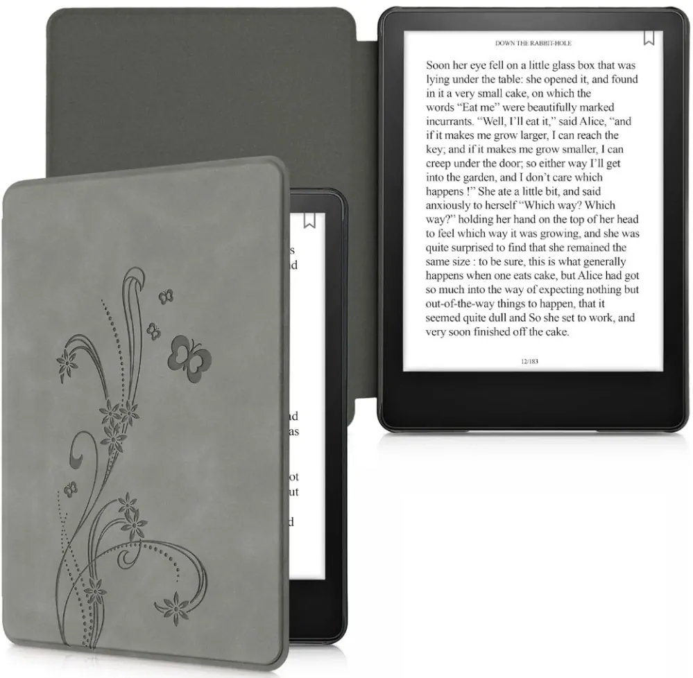 Puzdro KW Mobile - Butterfly Tendril - KW5625710 - pre Amazon Kindle Paperwhite 5 (2021) - šedé