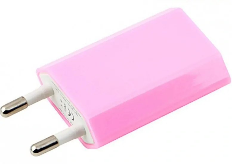 USB sieťový adaptér - AR-1003 - Univerzálna nabíjačka, 5V/1A - svetlo ružový
