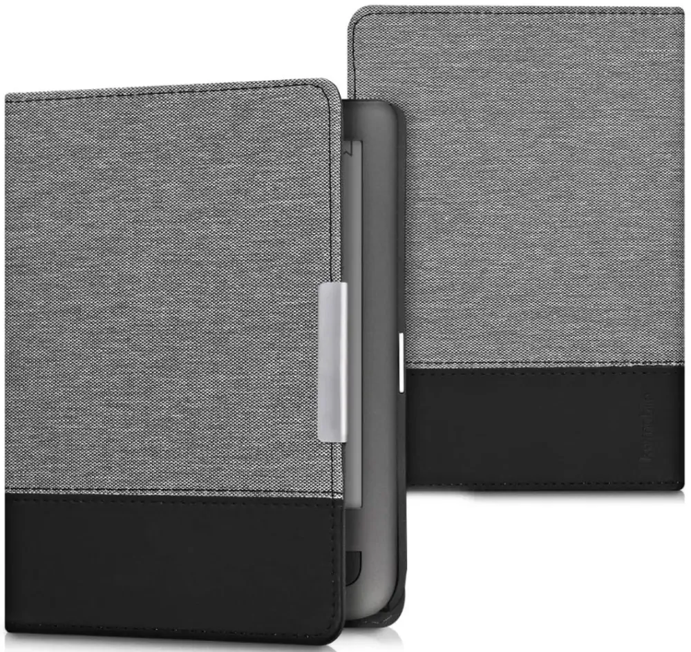 Puzdro KW Mobile - Fabric Flip - KW4334422 - pre Pocketbook 614/615/624/625/626 - svetlo šedé