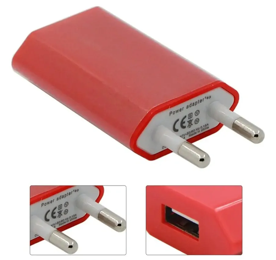 USB sieťový adaptér - AR-1005 - Univerzálna nabíjačka, 5V/1A - červená