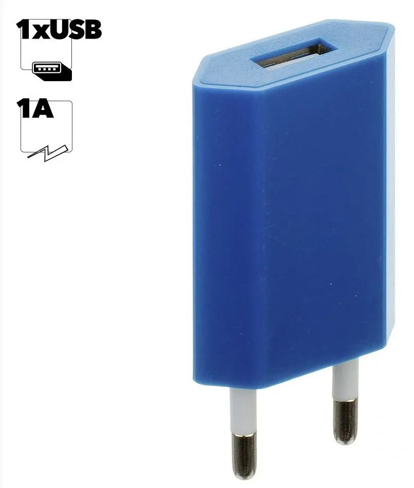 USB sieťový adaptér - AR-1006 - Univerzálna nabíjačka, 5V/1A - modrá