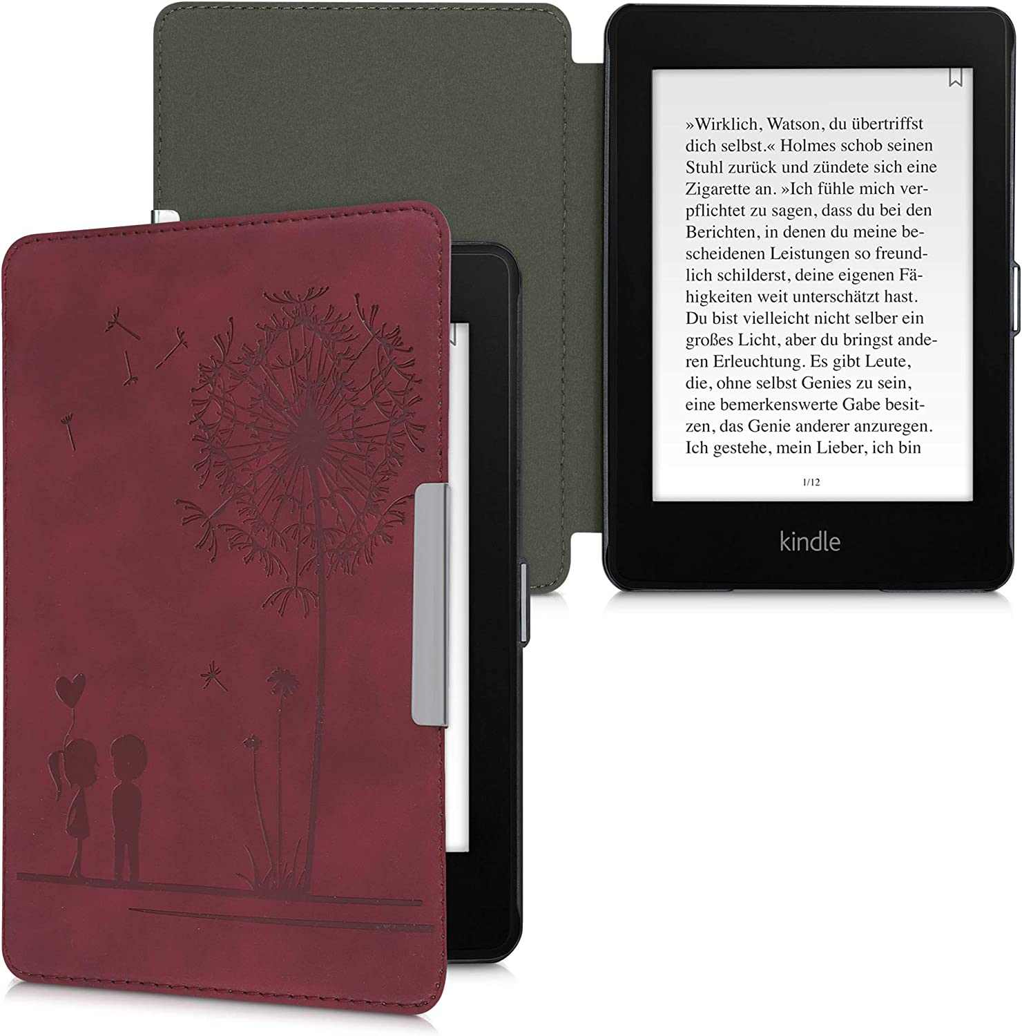 Puzdro KW Mobile - Dandelion Love Dark Red - KW4897517 - pre Amazon Kindle Paperwhite 4 (2018) - červené