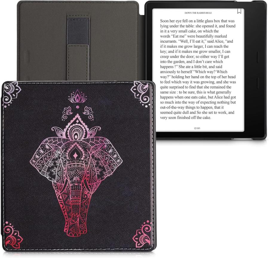 Puzdro KW Mobile - Elephant Sketch Stand - KW5784901 - pre Amazon Kindle Oasis 2/3 - antracitové