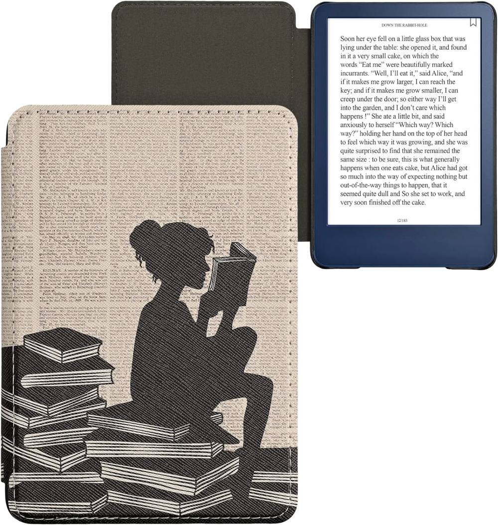 Puzdro KW Mobile - Girl And Books - KW5998913 - pre Amazon Kindle 2022 - viacfarebné