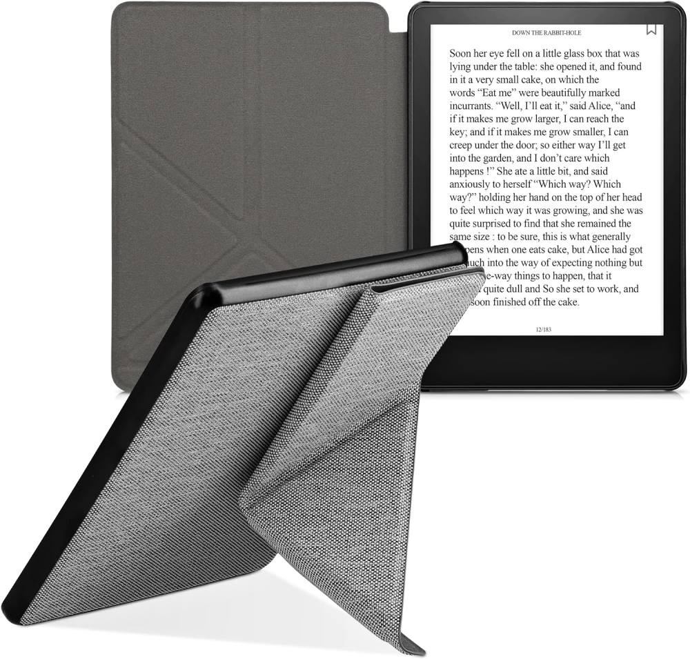 Puzdro KW Mobile - Origami Textil Light Grey - KW5776525 - pre Amazon Kindle Paperwhite 5 (2021) - svetlo šedé