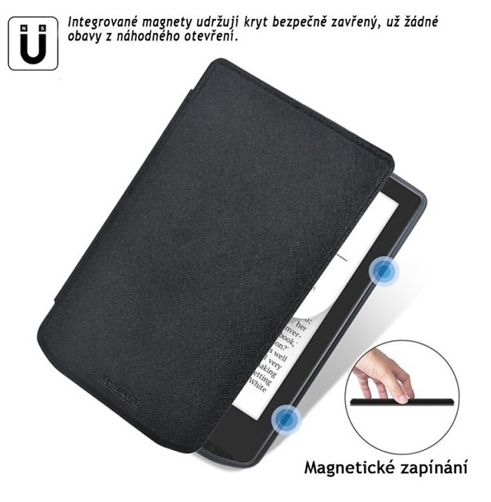 Púzdro B-SAFE LOCK 3505, obal na Pocketbook 629 Verse / 634 Verse Pro - magnetické zatváranie, AutoSleep, čierne