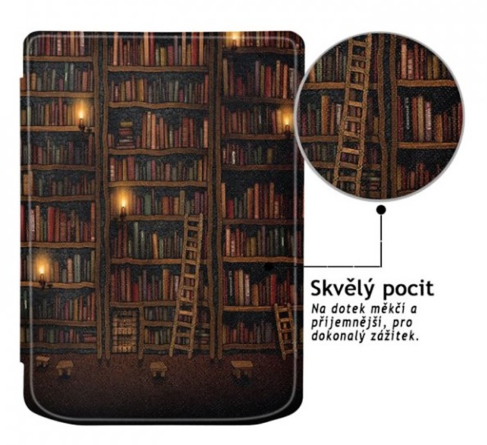 Puzdro B-SAFE LOCK 3515, obal na Pocketbook 629 Verse / 634 Verse Pro - magnetické zatváranie, AutoSleep, motív Library