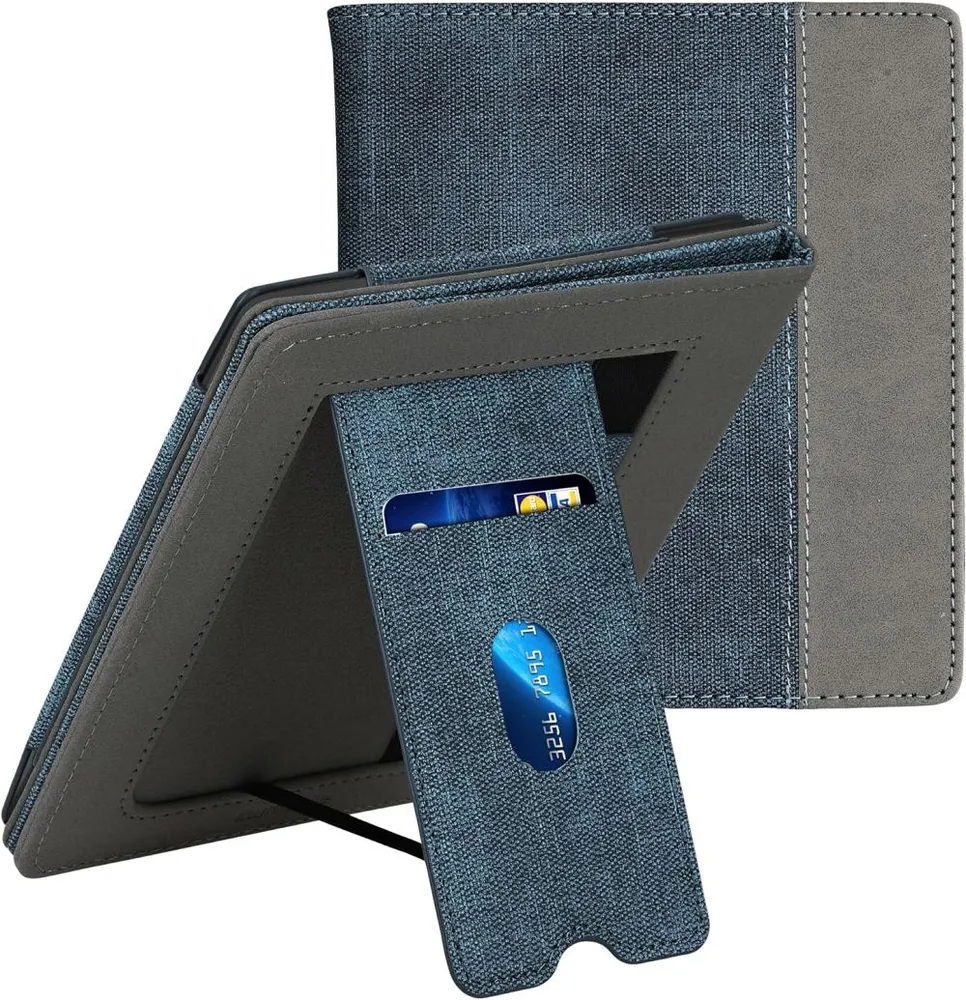 Púzdro KW Mobile Double Leather - KW6118917 - pre Onyx Boox Leaf 2 - farba čierna, denim