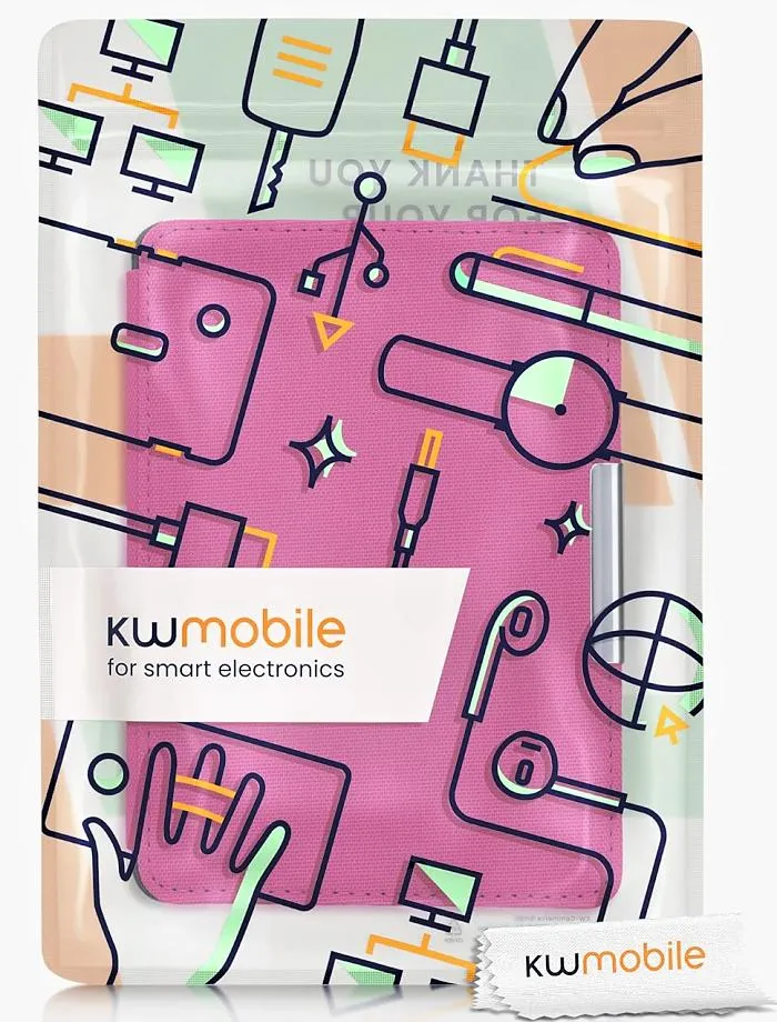Púzdro KW Mobile - Nylon Book - KW4948733 - pre Amazon Kindle Paperwhite 1/2/3 - tmavo ružové