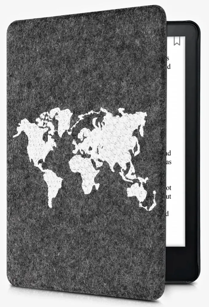 Puzdro KW Mobile Felt Travel Outline - KW5626008 - pre Amazon Kindle Paperwhite 5 (2021) - tmavo šedé