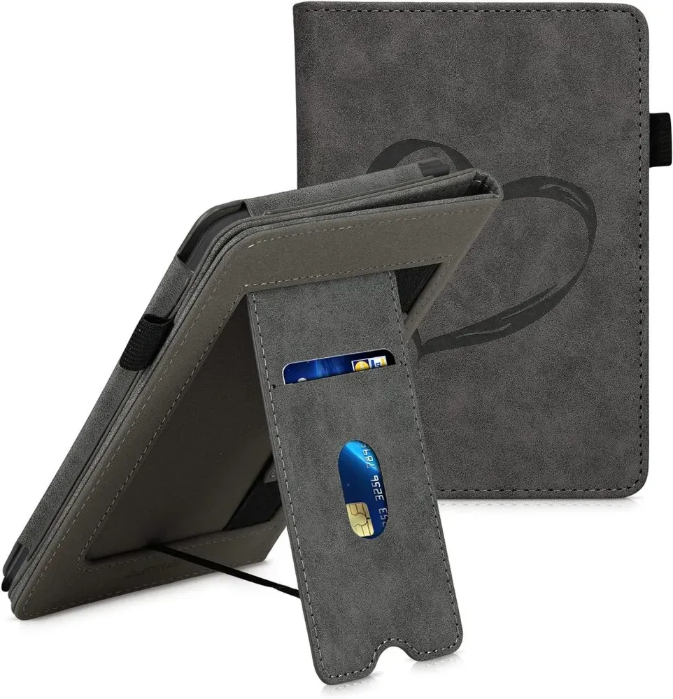 Puzdro KW Mobile Brushed Heart - KW5626802 - pre Amazon Kindle Paperwhite 1/2/3 - tmavo šedé