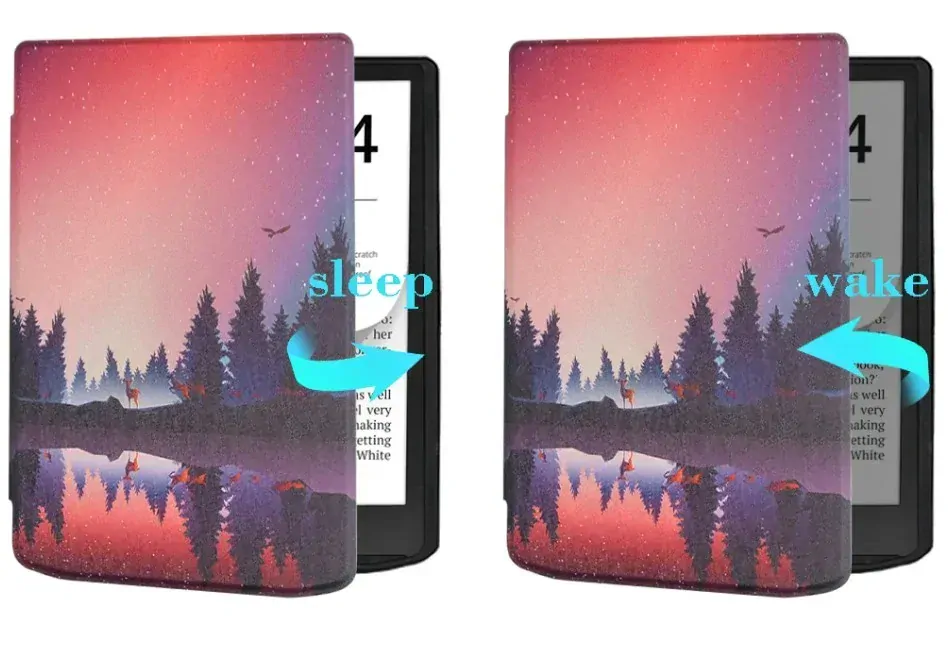 Puzdro Durable Lock DL4048, obal na Pocketbook 743G InkPad 4 a Pocketbook 743C InkPad Color (2/3) - motív Nightlake, magnetické zatváranie, AutoSleep