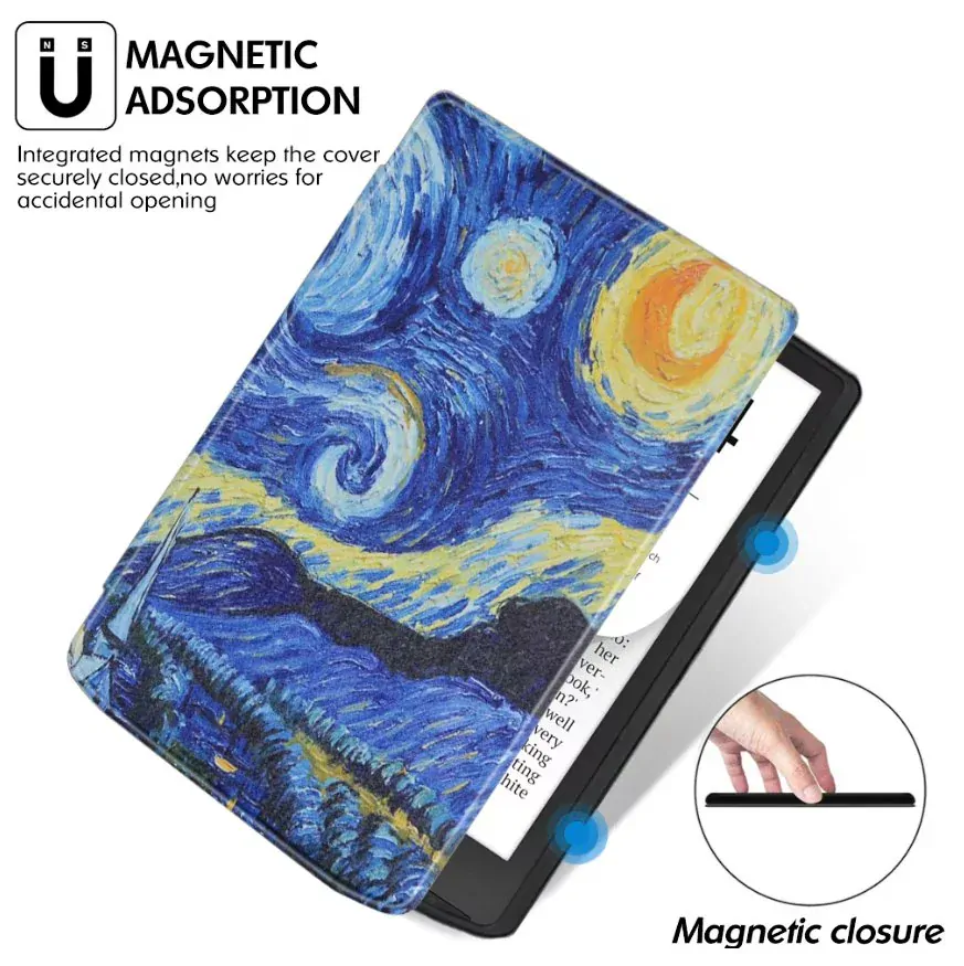 Puzdro Durable Lock DL4051, obal na Pocketbook 743G InkPad 4 a Pocketbook 743C InkPad Color (2/3) - motív Gogh, magnetické zatváranie, AutoSleep