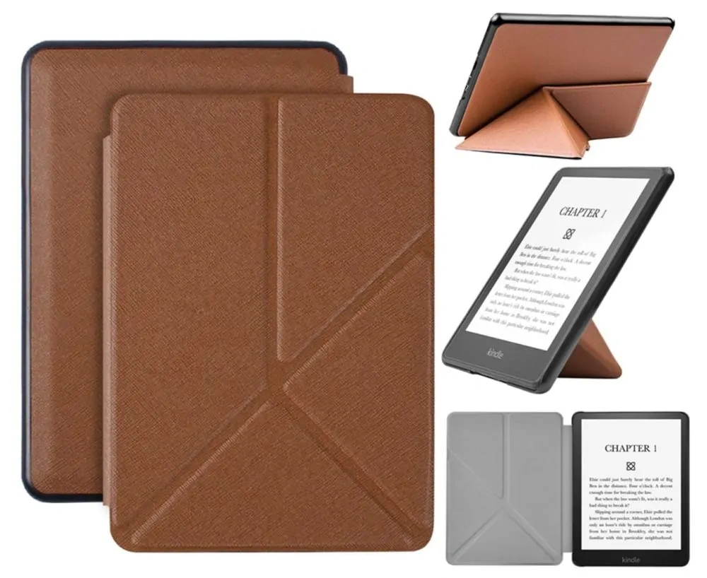 Puzdro Origami Durable Lock pre Pocketbook 614 / 615 / 624 / 625 / 626 - hnedé, stojan, magnet