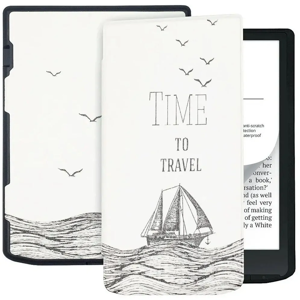 Armori Trimer T060, púzdro pre Pocketbook 629 Verse / 634 Verse Pro - magnetické zatváranie, AutoSleep, motív Time to Travel