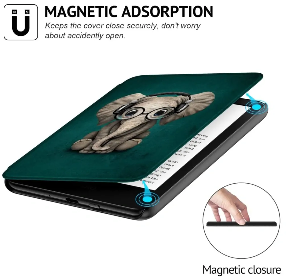 Armori Trimer T119, púzdro pre Amazon Kindle Paperwhite 1/2/3 - magnetické zatváranie, AutoSleep, motív Elephant