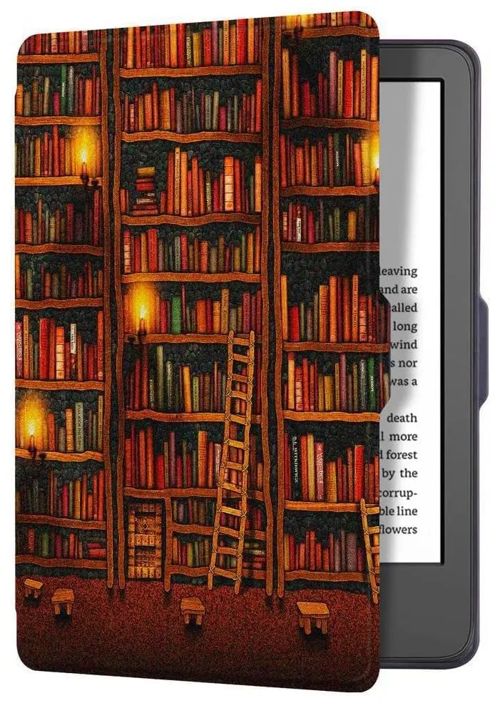 Armori Trimer T128, púzdro pre Amazon Kindle Paperwhite 1/2/3 - magnetické zatváranie, AutoSleep, motív Library