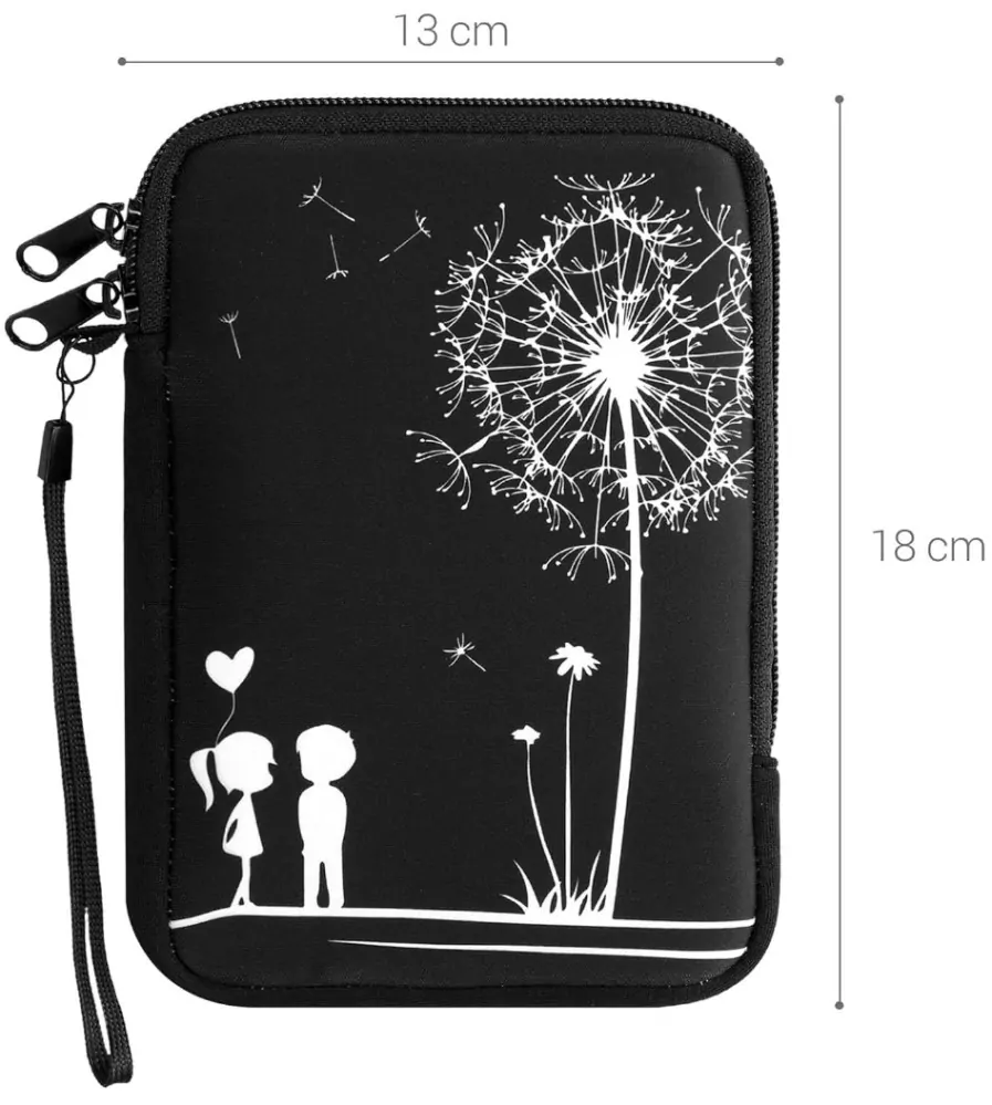 Puzdro KW Mobile Dandelion Love - KW5033506 - Univerzálne puzdro pre čítačky 6" - čierne