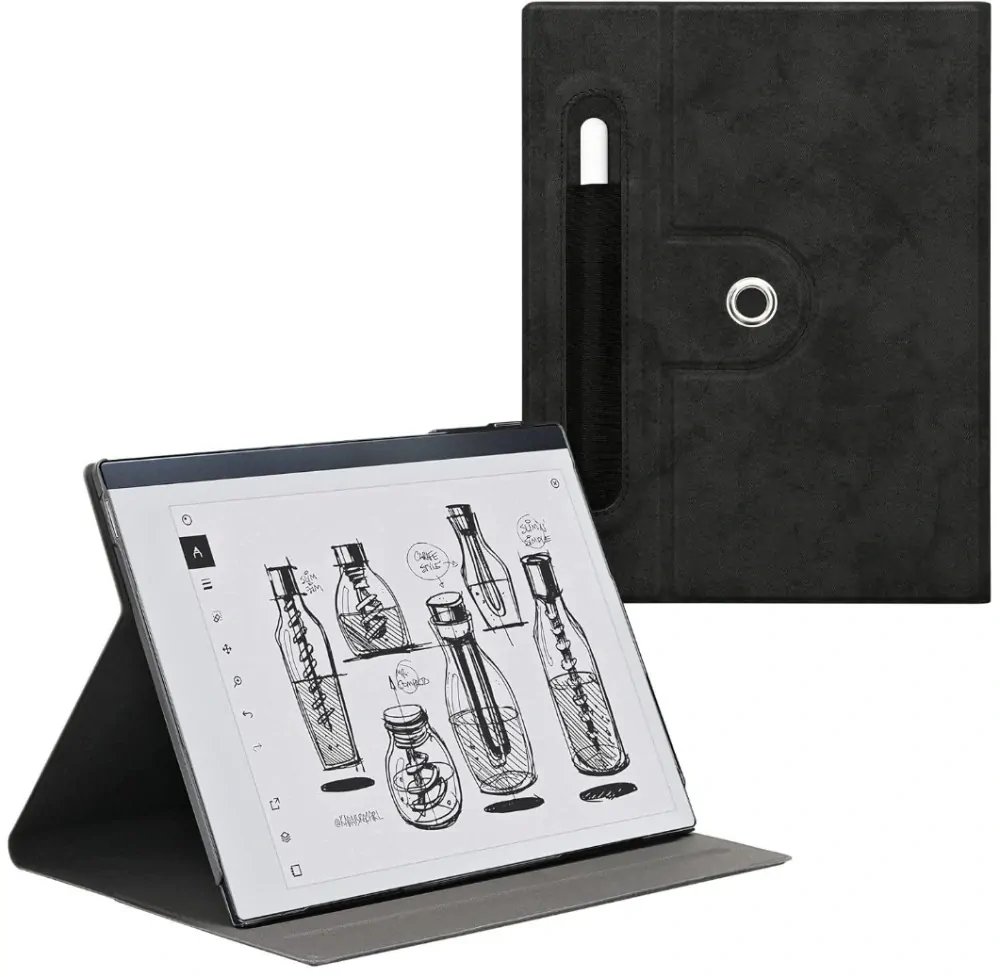 Púzdro KW Mobile Flip Case KW6030701 - Púzdro pre ReMarkable 2 (10,3") - čierne, magnet, stojan, AutoSleep