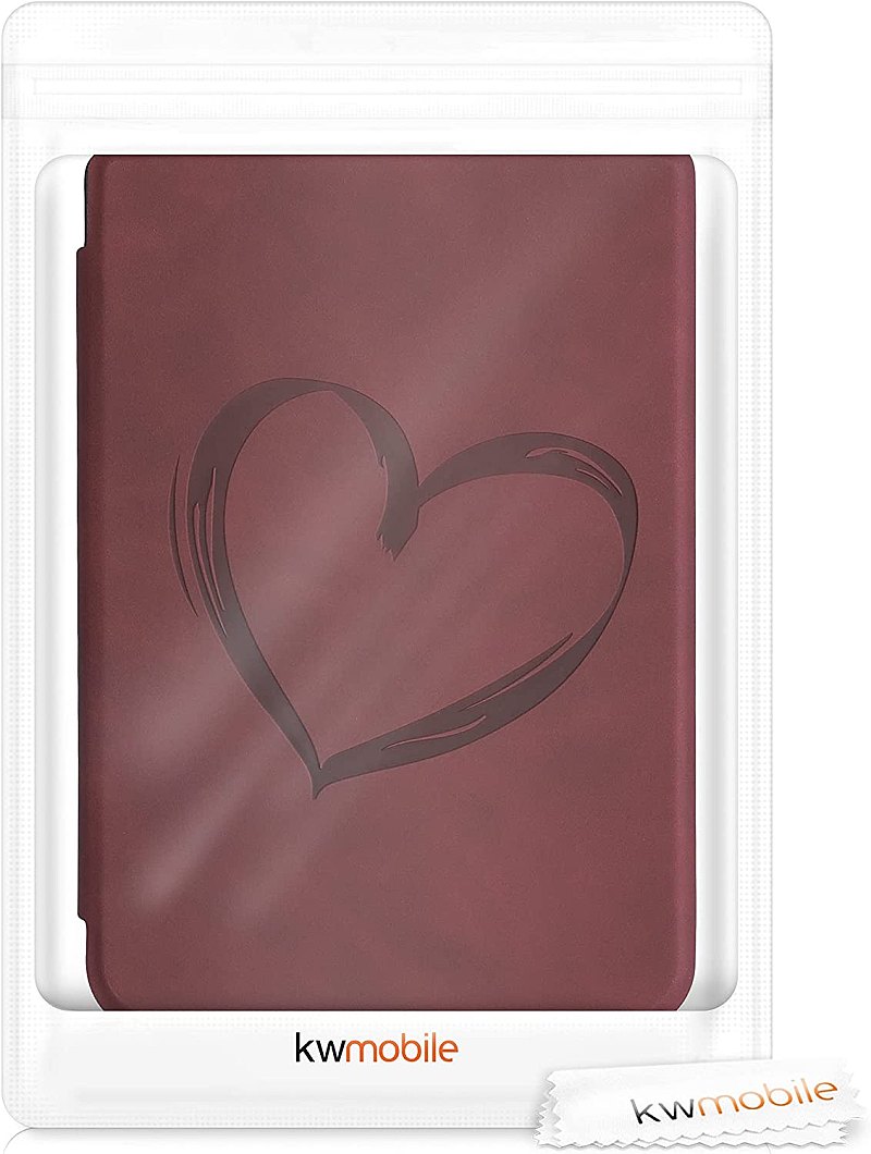 Puzdro KW Mobile - Brushed Heart - KW5022804 - pre Pocketbook 616/617/627/628/632/633 - tmavo červené