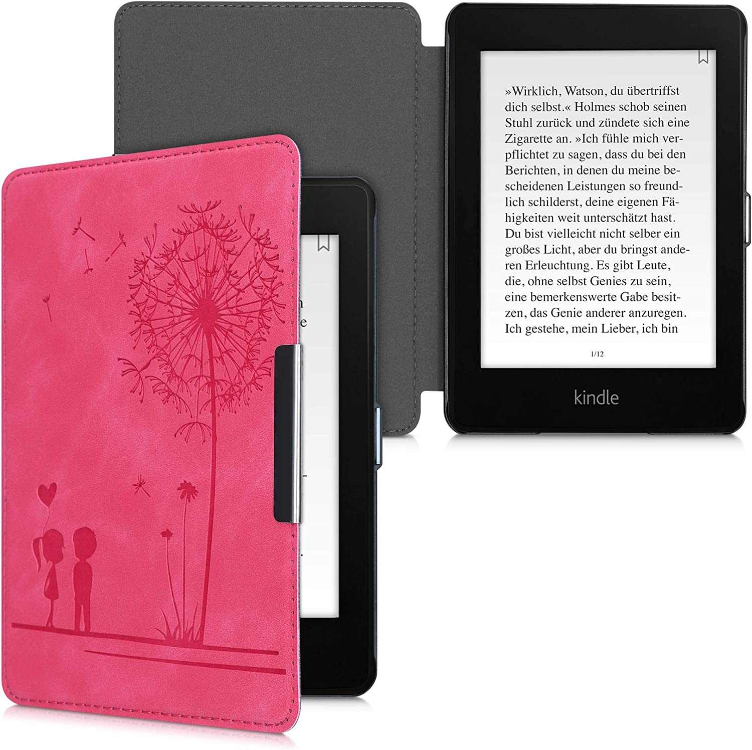 Puzdro KW Mobile - Dandelion Love Dark Pink - KW4897510 - pre Amazon Kindle Paperwhite 4 (2018) - ružové
