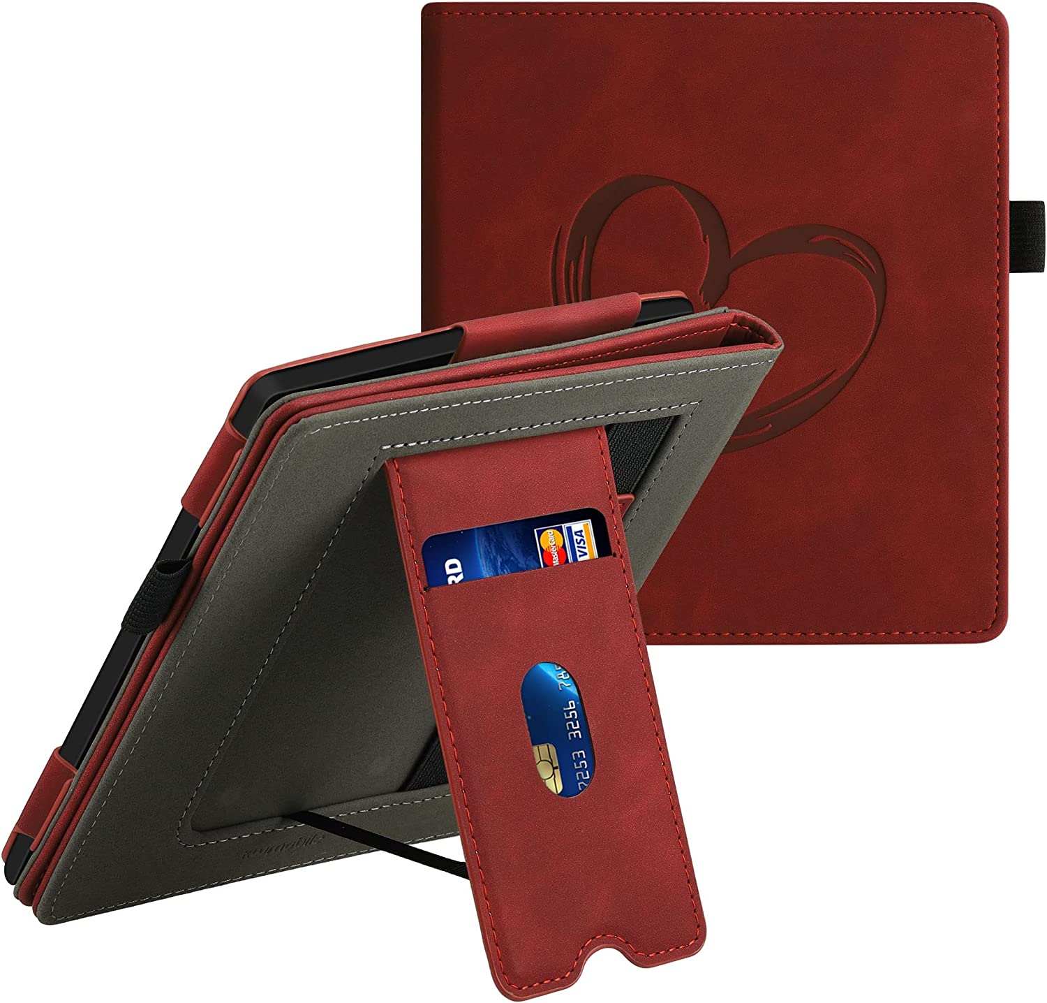 Puzdro KW Mobile - Nubuck Brushed Heart - KW5939301 - pre Amazon Kindle Oasis 2/3 - Dark Red