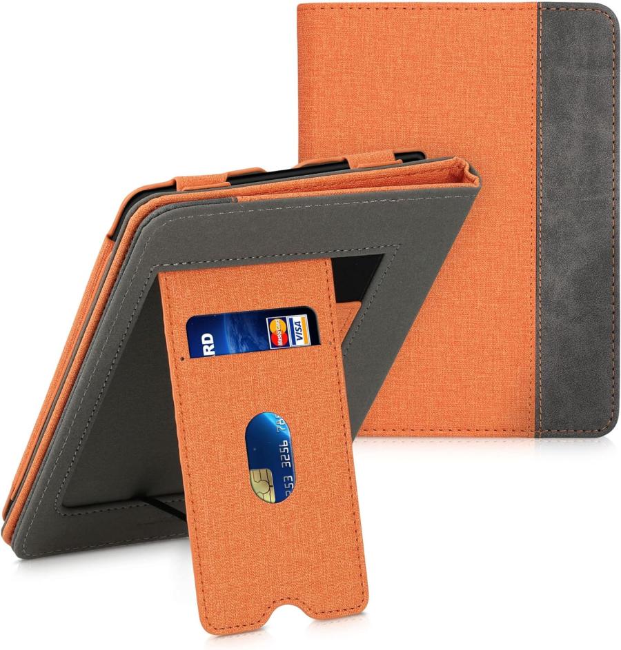 Púzdro KW Mobile Double Leather - KW5626106 - pre Amazon Kindle Paperwhite 5 (2021) - šedá, oranžová
