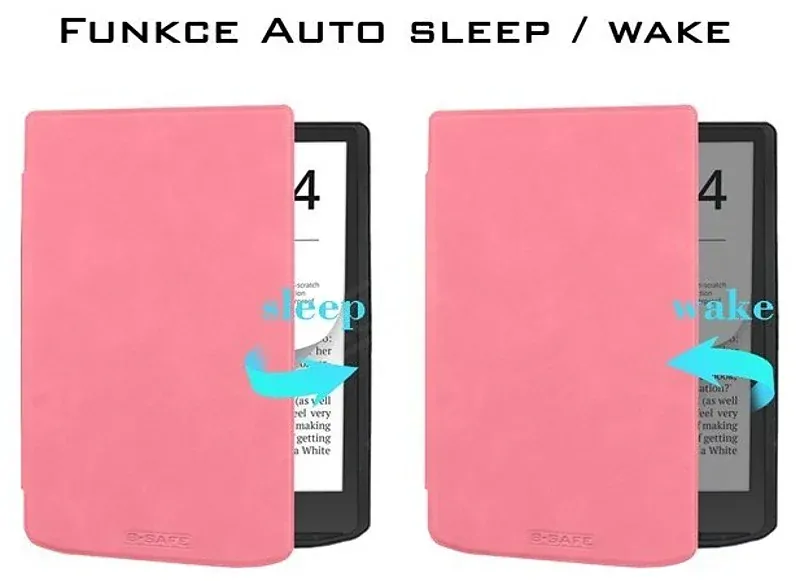 Púzdro B-SAFE LOCK 3480, obal na Pocketbook 743G InkPad 4 a Pocketbook 743C InkPad Color 2 - svetlo ružové, magnetické zatváranie, AutoSleep