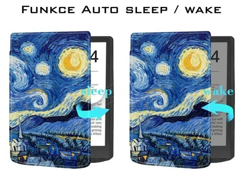 Puzdro B-SAFE LOCK 3482, obal na Pocketbook 743G InkPad 4 a Pocketbook 743C InkPad Color 2 - motív Gogh, magnetické zatváranie, AutoSleep