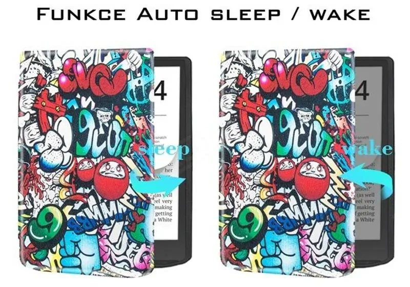 Puzdro B-SAFE LOCK 3484, obal na Pocketbook 743G InkPad 4 a Pocketbook 743C InkPad Color 2 - motív Comics, magnetické zatváranie, AutoSleep