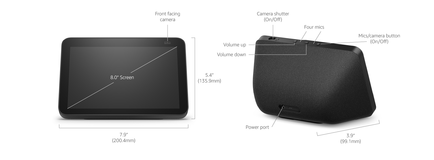 AMAZON ECHO SHOW 8 (2021, 2.GEN) - hlasový asistent s displejom 8" - biely