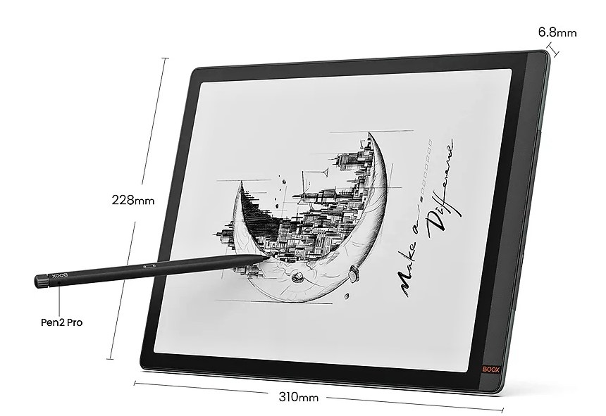 ONYX BOOX TAB X, 13,3", 128 GB, podsvietená, Bluetooth, Android 11, E-ink displej, WiFi - čierny