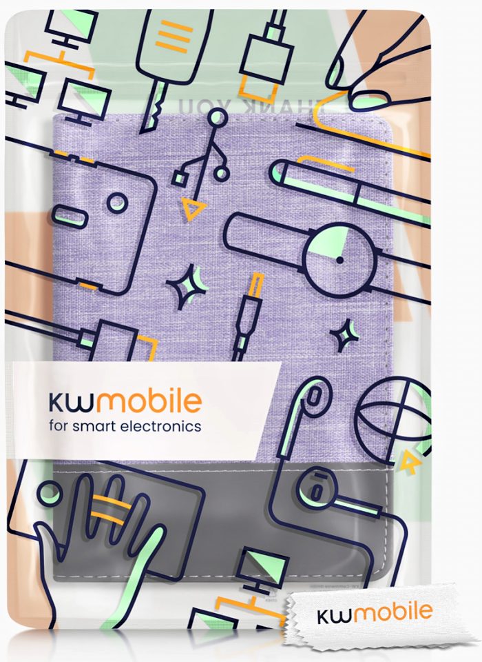 Púzdro KW Mobile - Leather And Canvas - KW5762645 - pre Amazon Kindle Paperwhite 5 (2021) - fialové, čierne