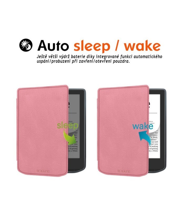 Púzdro B-SAFE LOCK 3510, obal na Pocketbook 629 Verse / 634 Verse Pro - magnetické zatváranie, AutoSleep, svetlo ružové