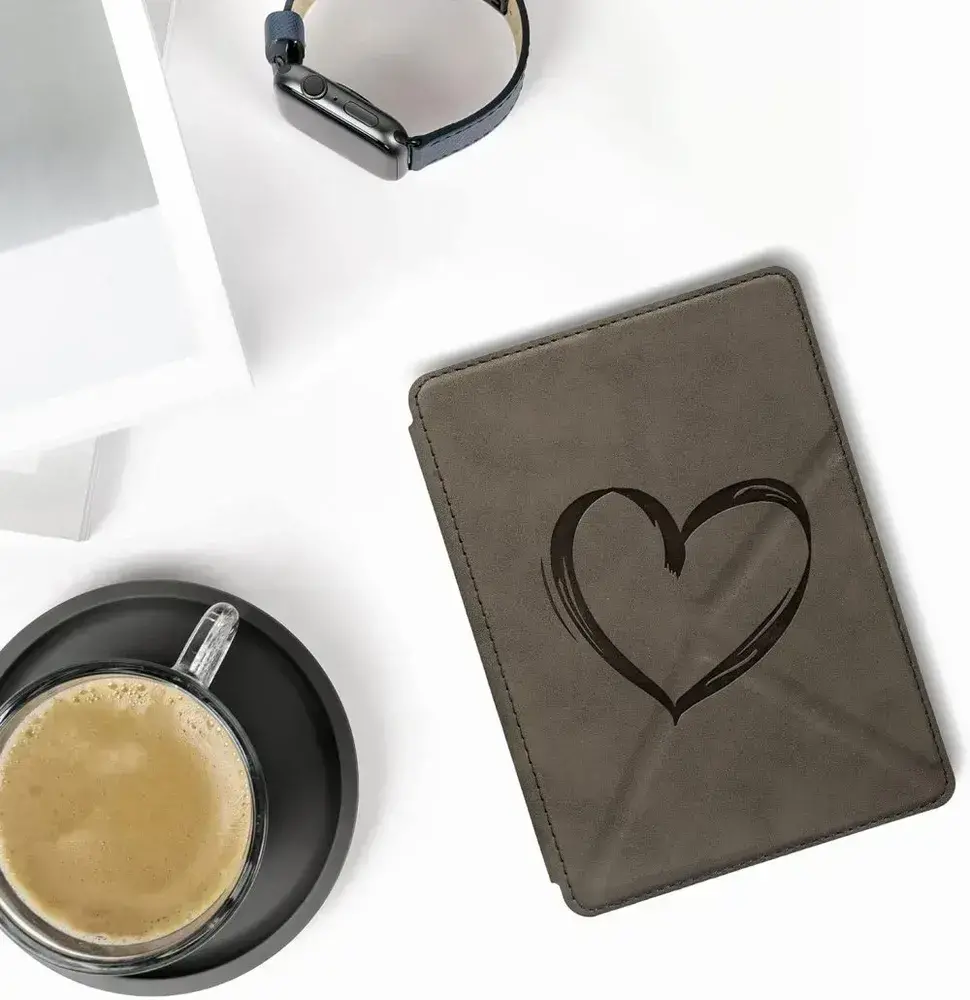 Puzdro KW Mobile - Origami Nubuk Brushed Heart - KW6005701 - pre Amazon Kindle Paperwhite 5 (2021) - šedé
