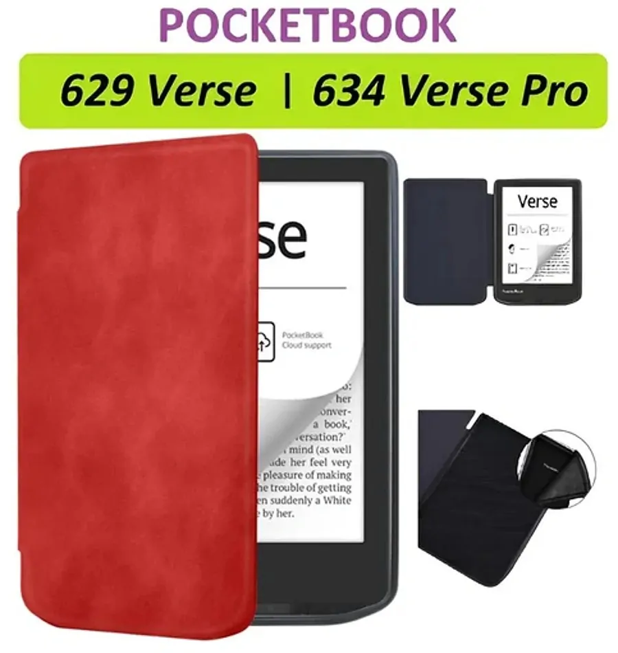 Armori Trimer T052, púzdro pre Pocketbook 629 Verse / 634 Verse Pro - magnetické zatváranie, AutoSleep, červené