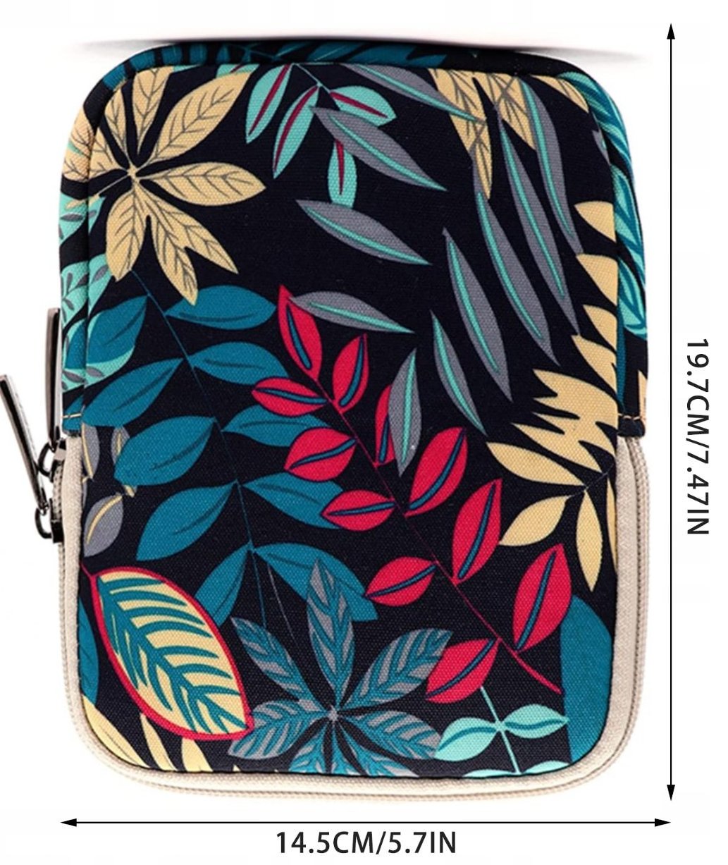 ARMORI Zipper Z064 - motív Small Leaf - Univerzálne puzdro pre čítačky 6" - textilné, zips