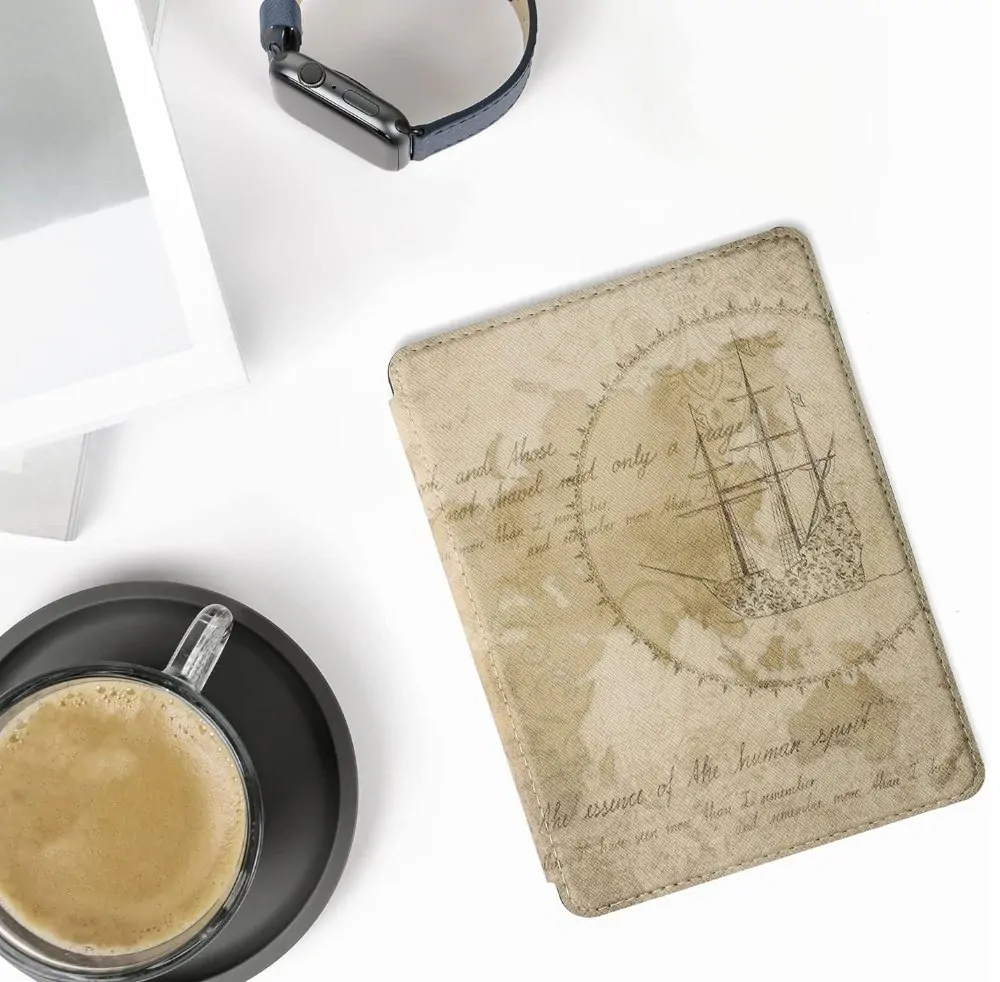 Puzdro KW Mobile - Travel Vintage - KW5781007 - pre Amazon Kindle Paperwhite 5 (2021) - viacfarebné, vrecko na ruku