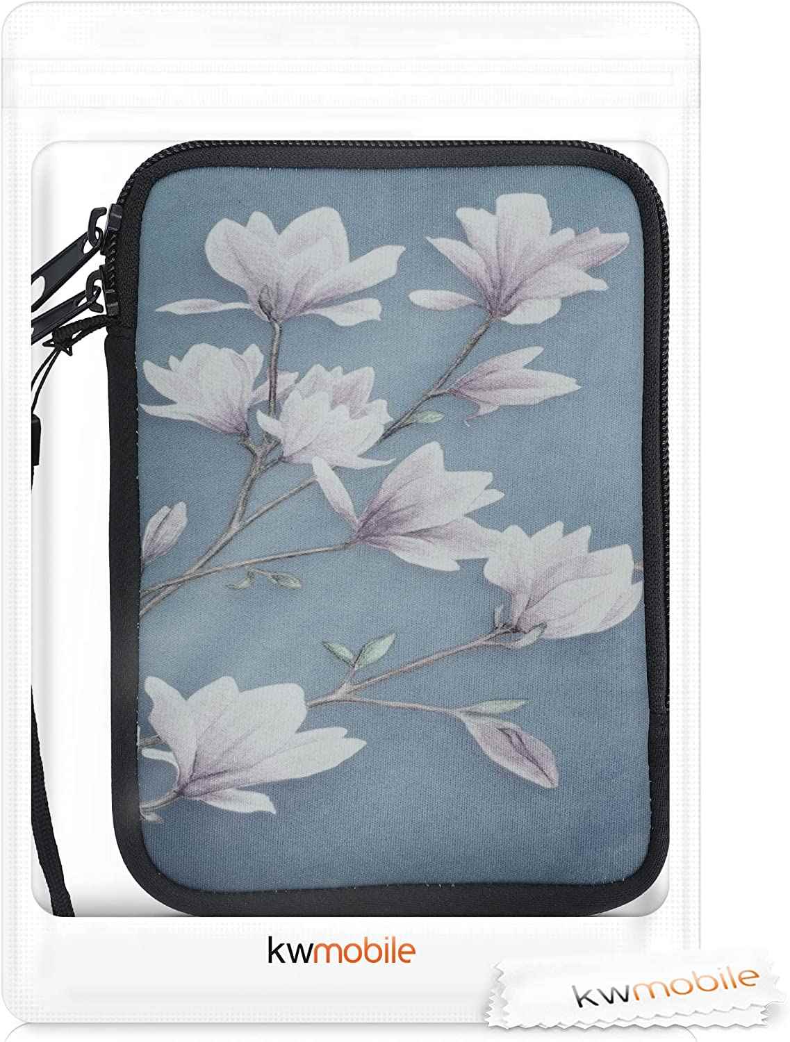 Púzdro KW Mobile Magnolias - KW5033508 - Univerzálne púzdro pre čítačky 6" - modré, biele